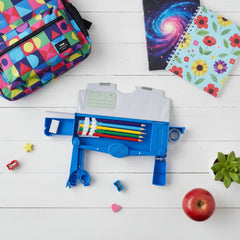 Smily Kiddos Pop-Out Pencil Box for Kids | Robot City Theme Blue