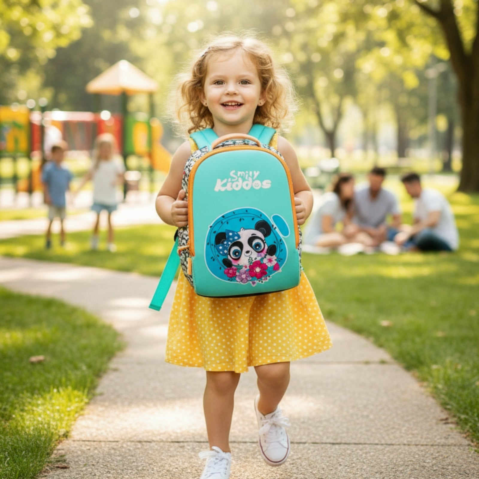 Charming Panda Preschool Backpack 6L - Light Blue Kids School Bag