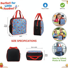 Joy Lunch Bag - Fast Food Theme - Teal blue