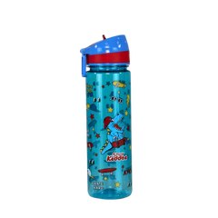 Smily Kiddos Straight Water Bottle With Flip Top Nozzle Dinosaur Theme - Blue & Red