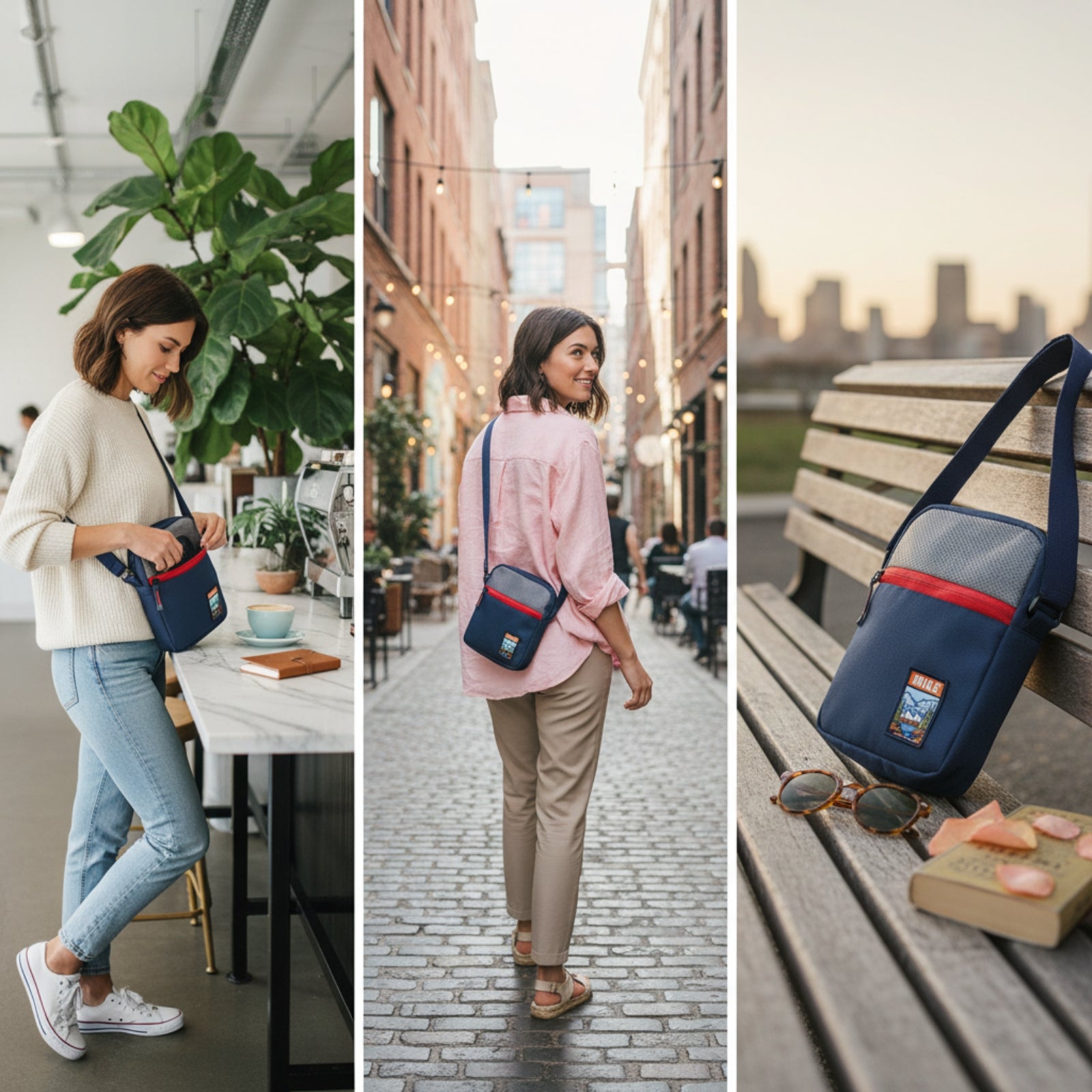Mike Spectrum Sling Bag- Navy Blue & Grey