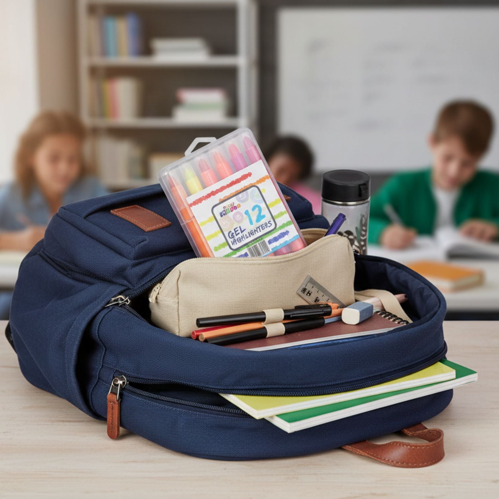 Smily Kiddos Gel Highlighters – 12 Vibrant Colors | Non-Bleed Study Set for Kids