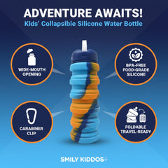 Smily Kiddos Collapsible Silicone Water Bottle – Camouflage Orange 550 mL