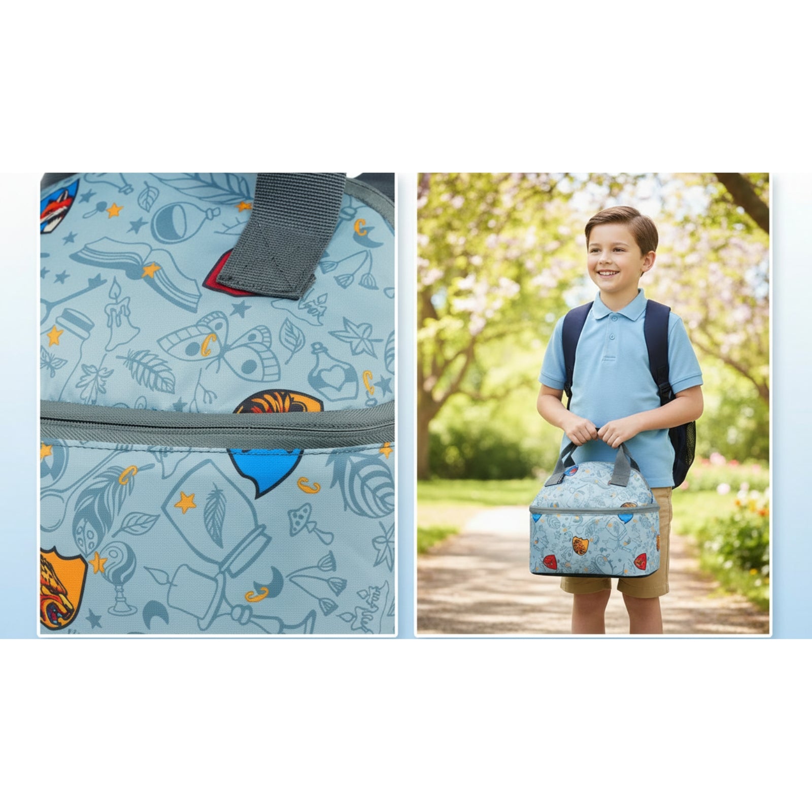 Smily Kiddos Double Decker Lunch Bag Wizard Theme - Grey