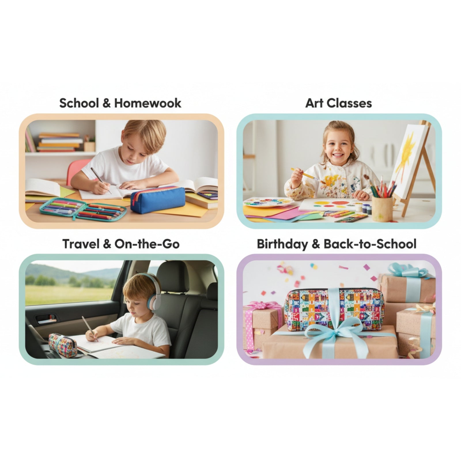 Smily Kiddos Double Layer Stationery Pencil Case Set - Space Theme