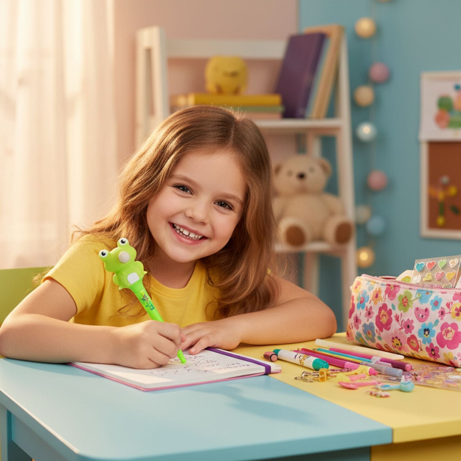 Smily Kiddos Cute Green Frog Gel Pen | 0.5mm Blue Ink