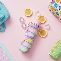 Smily Kiddos Collapsible Silicone Water Bottle – Camouflage Pink 550 mL