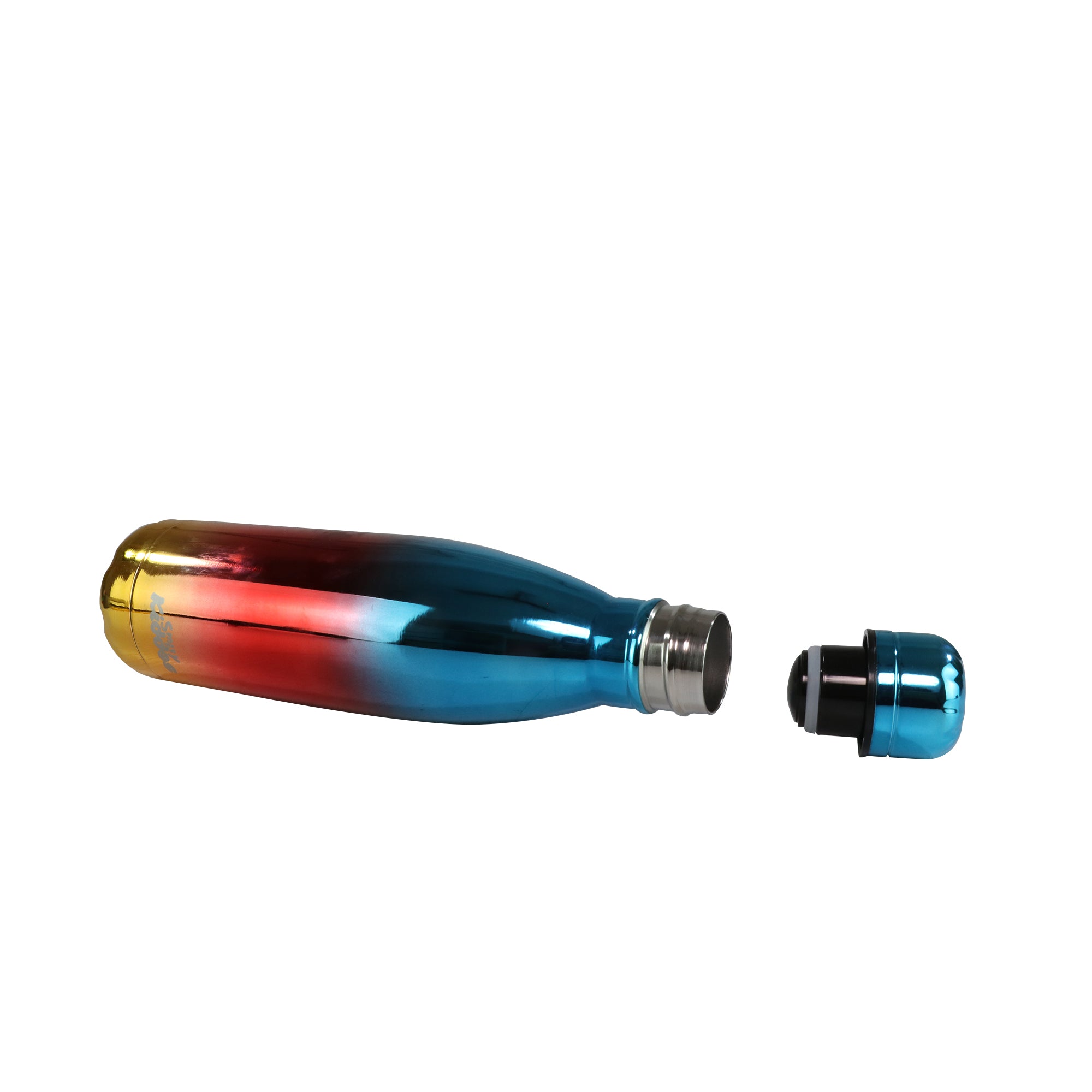  Stainless Steel Holographic Water Bottle - Glossy Red cap open
