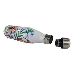 Stainless Steel Water Bottle  - Flamingo White 500 ML cap open