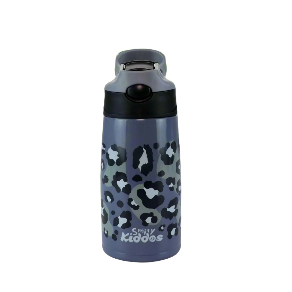 Smily Kiddos Insulated Water Bottle 450ml - Leopard Print Grey