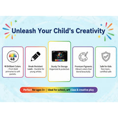 Smily Kiddos 48 Color Pencils Set in Tin Box - Premium Art Supplies for Kids