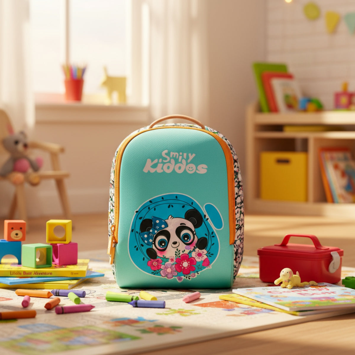 Charming Panda Preschool Backpack 6L - Light Blue Kids School Bag