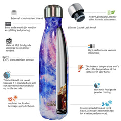  Stainless Steel Water Bottle Starry Night purple feature1