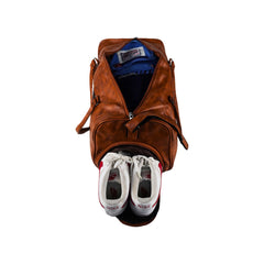 Mike Bags Duffle Bag with Shoe Compartment - Brown