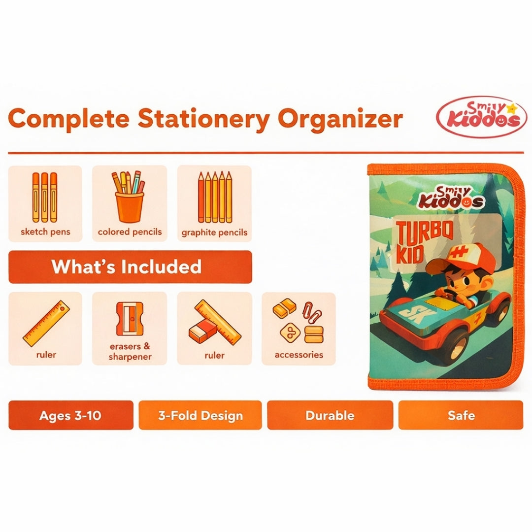 Smily Kiddos Stationery Case – Turbo Kid Theme (Includes Stationery)