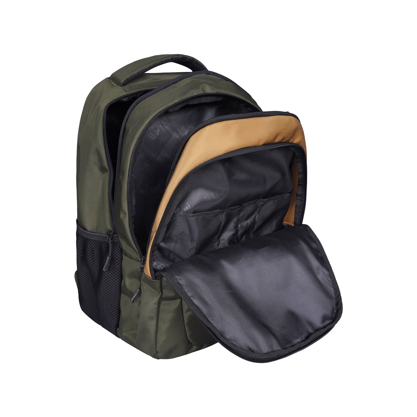 Mike Crayon Plus Laptop Backpack - Olive Green & Dark Brown