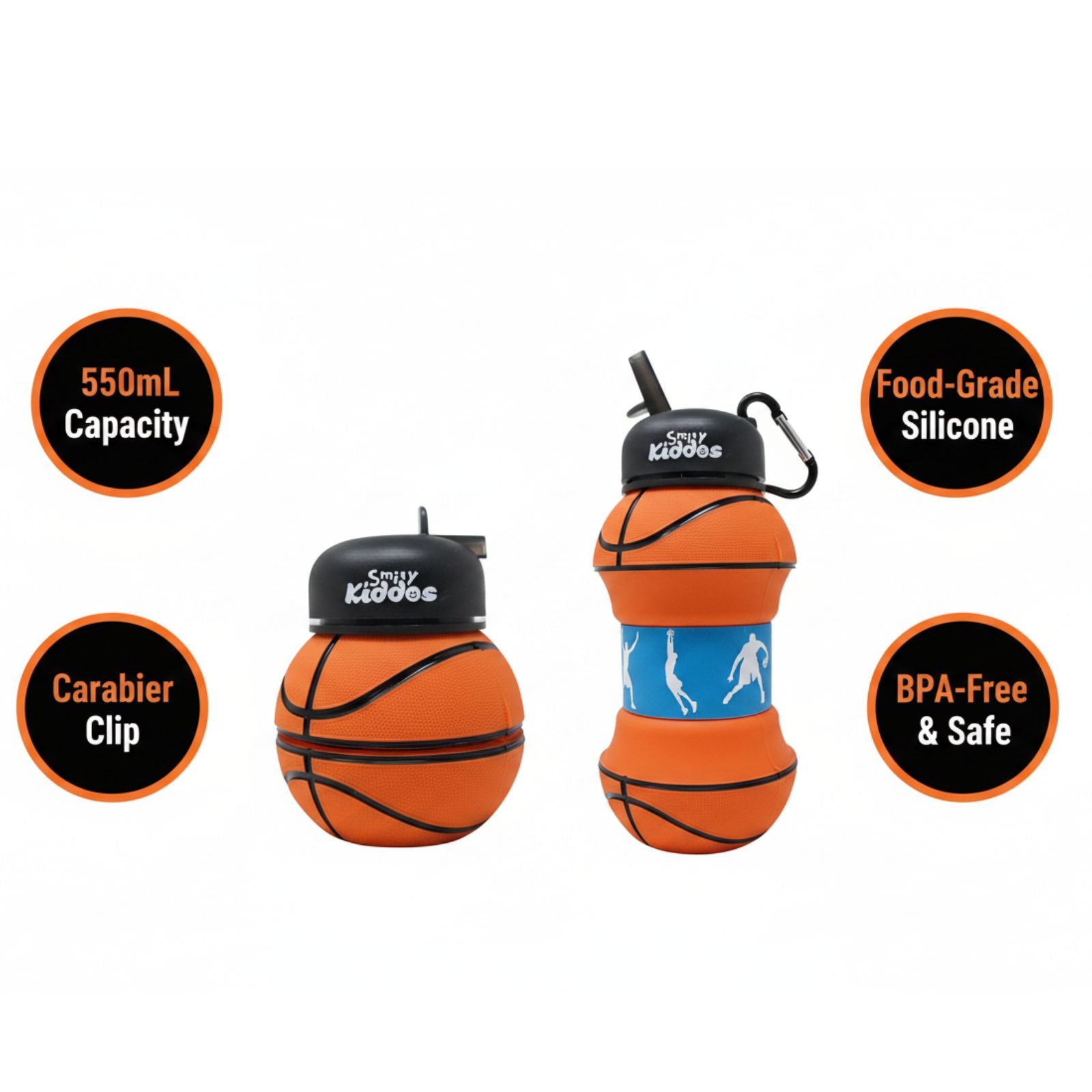 Smily Kiddos Expandable Water Bottle – Basketball 550 mL