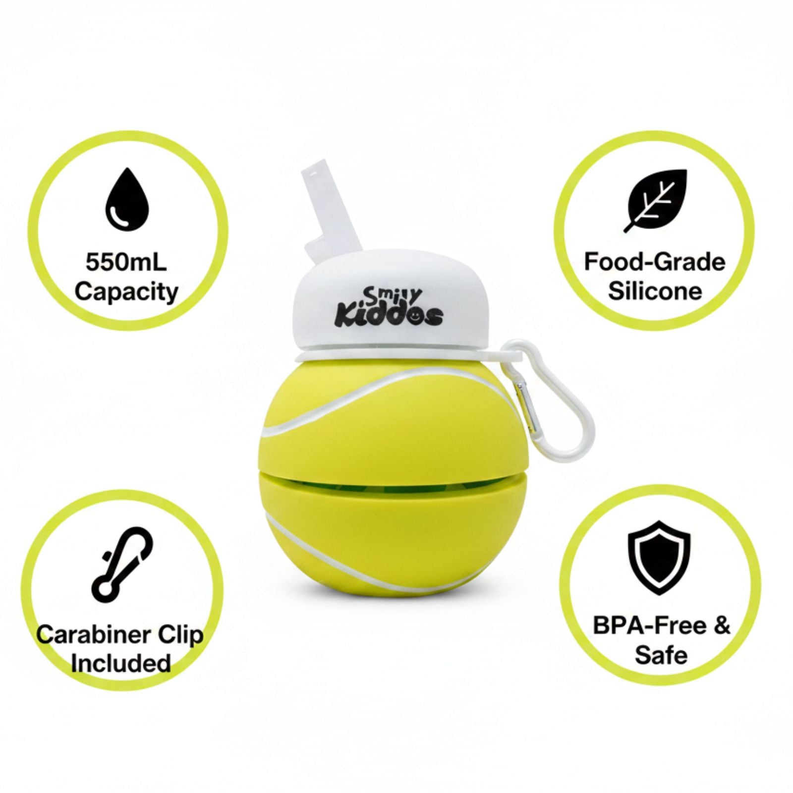 Smily Kiddos Expandable Water Bottle – Tennis Ball 550 mL