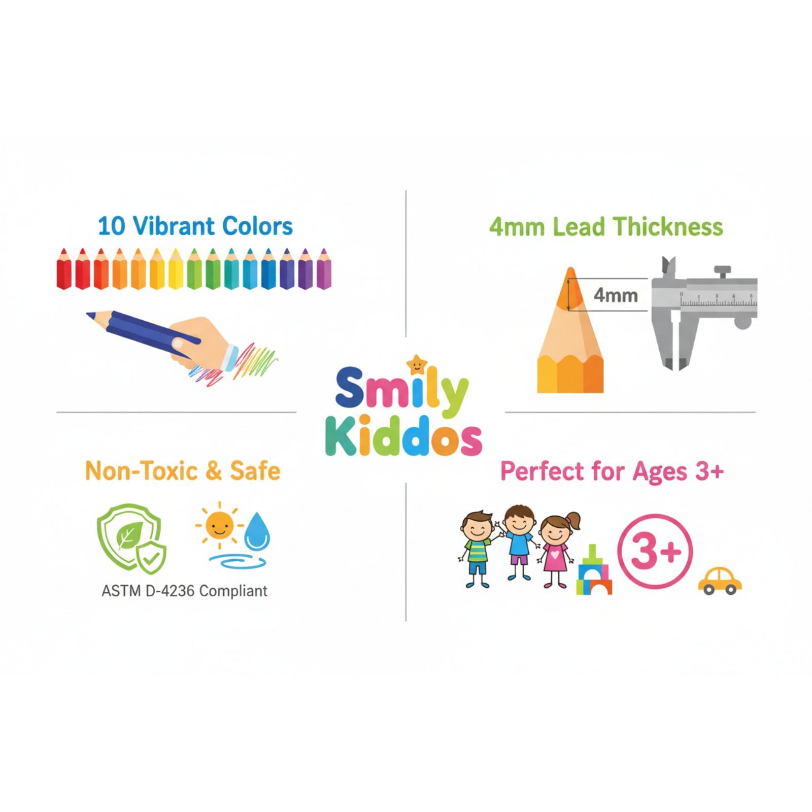 Smily Kiddos Multicolor Pencil Set - Pack of 10