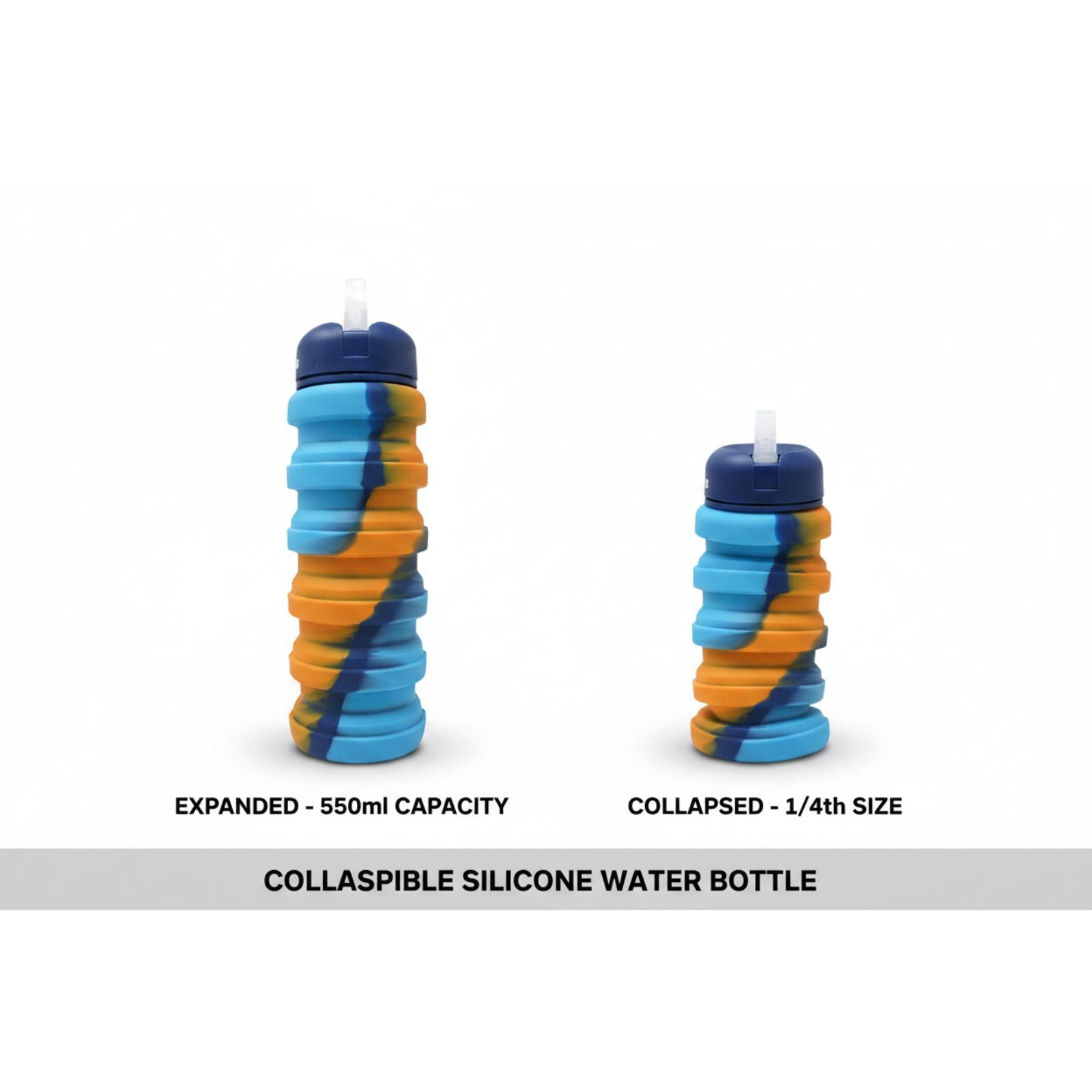 Smily Kiddos Collapsible Silicone Water Bottle – Camouflage Orange 550 mL