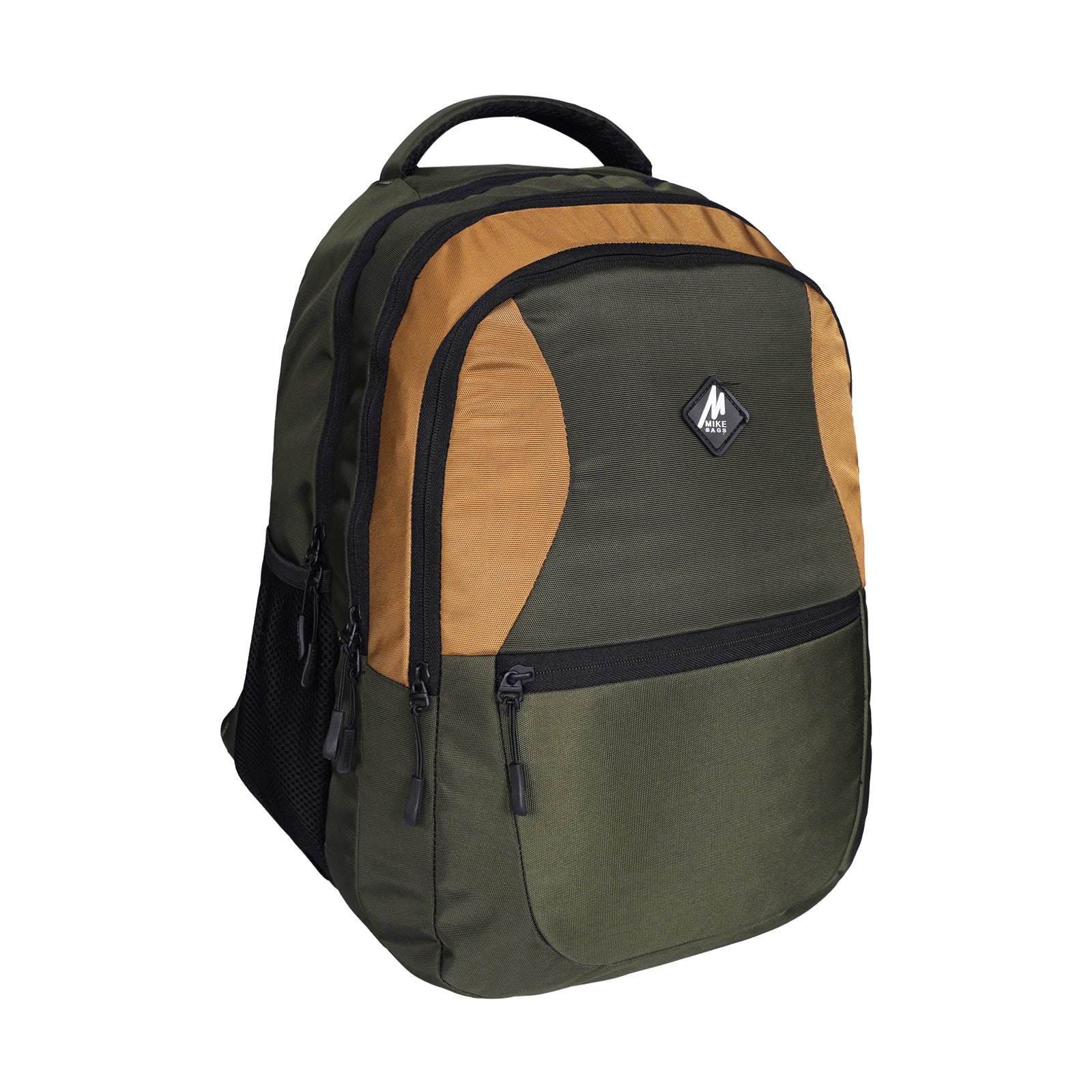 Mike Crayon Plus Laptop Backpack - Olive Green & Dark Brown