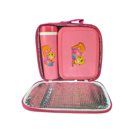 Lunch Combo Mermaid Theme Pink ( LUNCH BAG, LUNCH BOX ,WATER BOTTLE)
