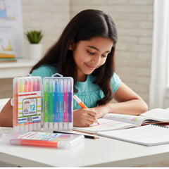 Smily Kiddos Gel Highlighters – 12 Vibrant Colors | Non-Bleed Study Set for Kids