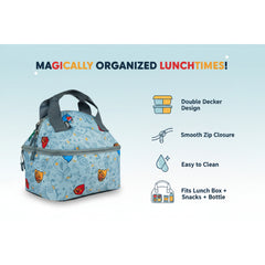 Smily Kiddos Double Decker Lunch Bag Wizard Theme - Grey