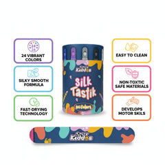 Smily Kiddos Silky Crayons – 24 Vibrant Colors | Premium Art Set for Kids