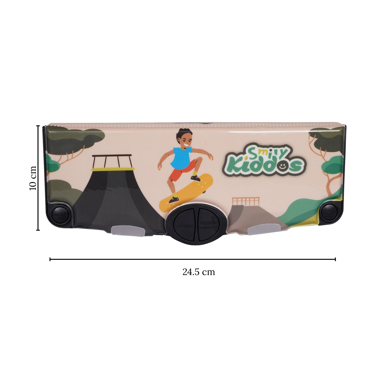 Smily Kiddos Pop-Out Pencil Box for Kids | Skateboard Theme (Beige)