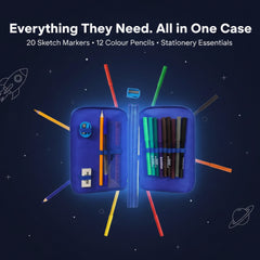 Smily Kiddos Double Layer Stationery Pencil Case Set - Space Theme