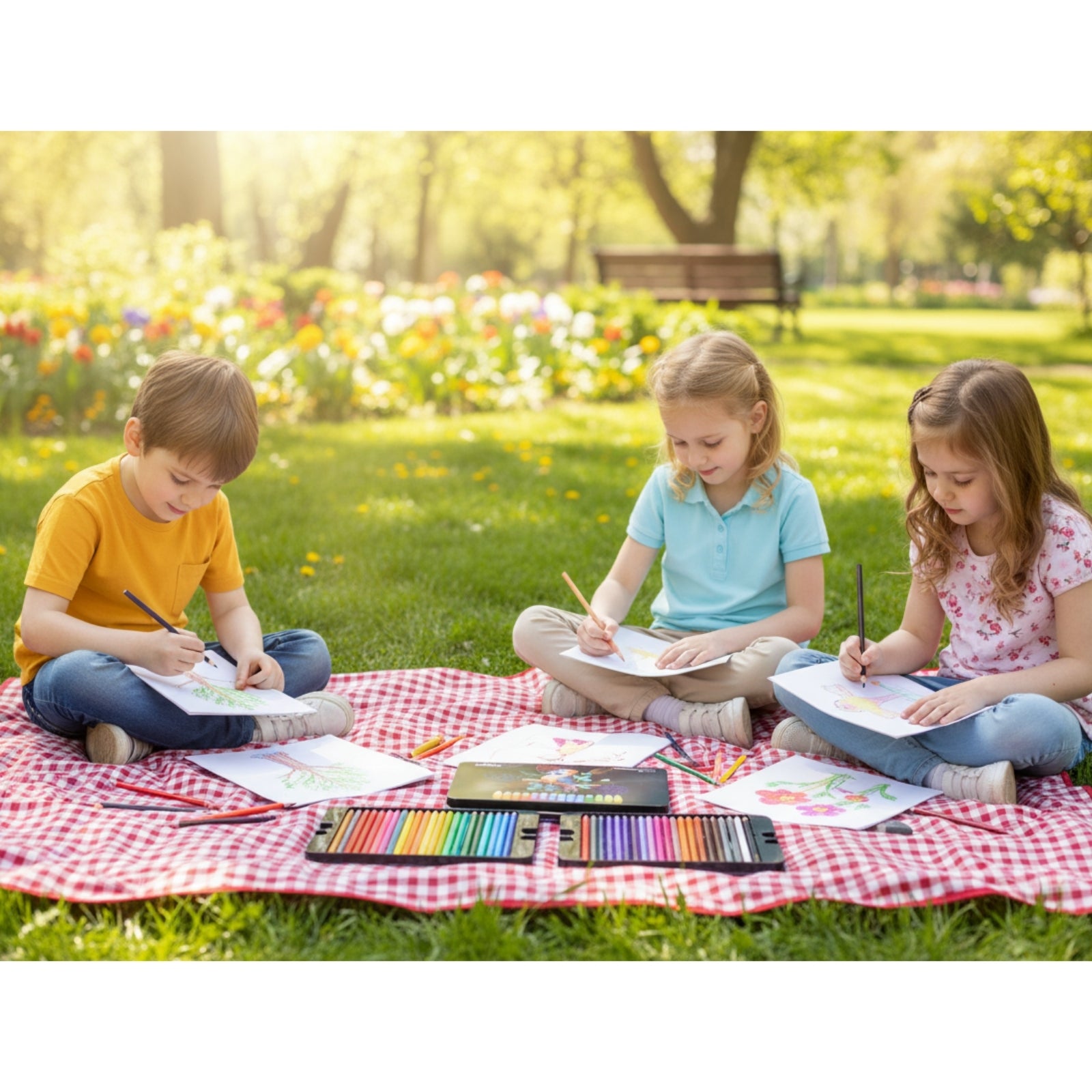 Smily Kiddos 48 Color Pencils Set in Tin Box - Premium Art Supplies for Kids