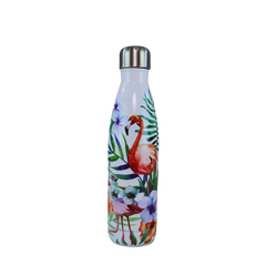 Smily Kiddos 500 ML Stainless Steel Water Bottle  - Flamingo White