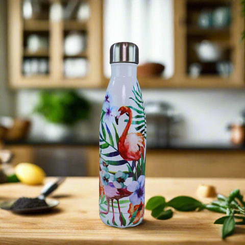 Image of Smily Kiddos 500 ML Stainless Steel Water Bottle  - Flamingo White