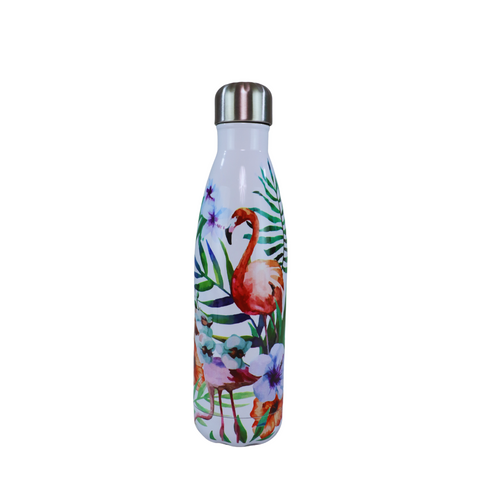 Smily Kiddos 500 ML Stainless Steel Water Bottle  - Flamingo White