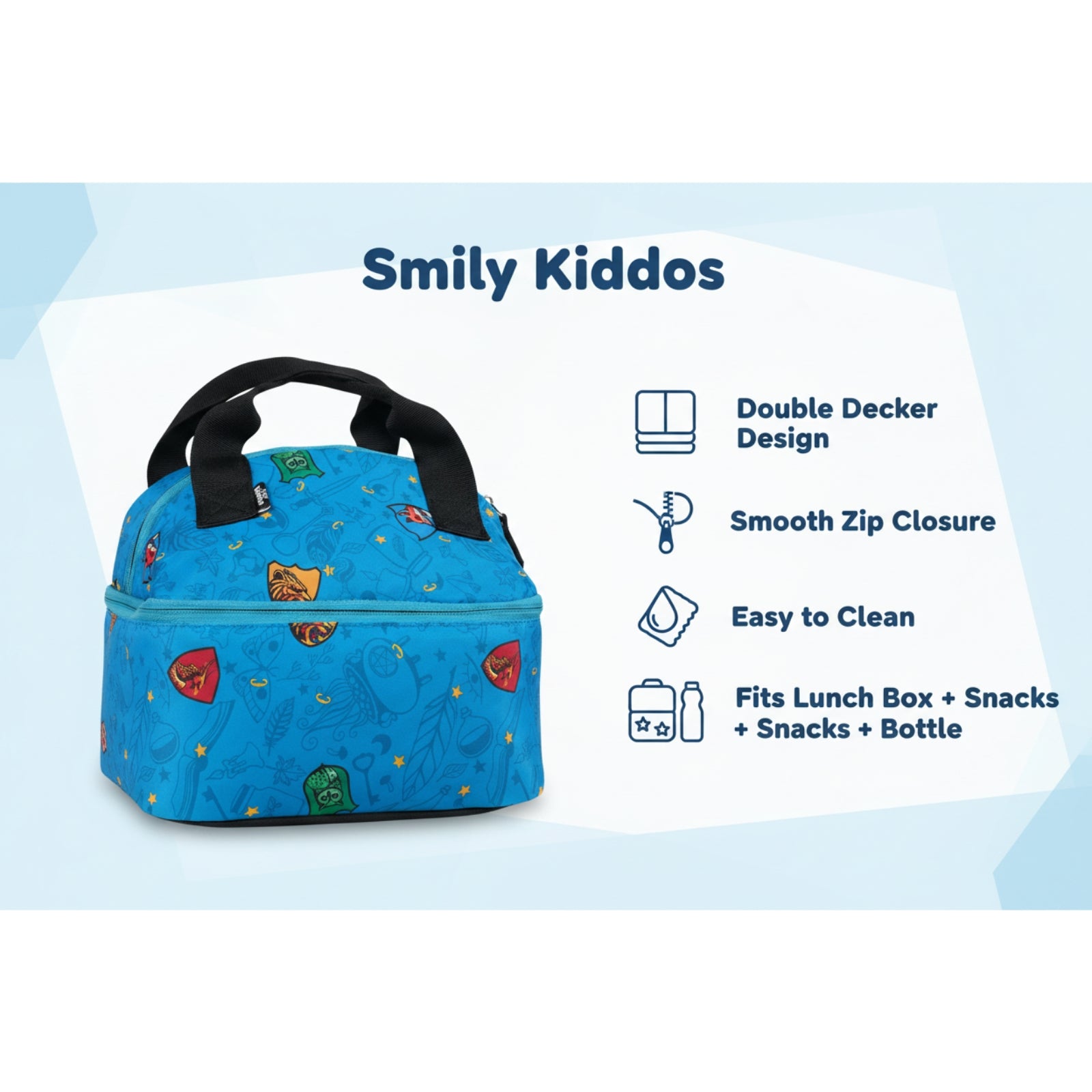 Smily Kiddos Double Decker Lunch Bag Wizard Theme - Blue