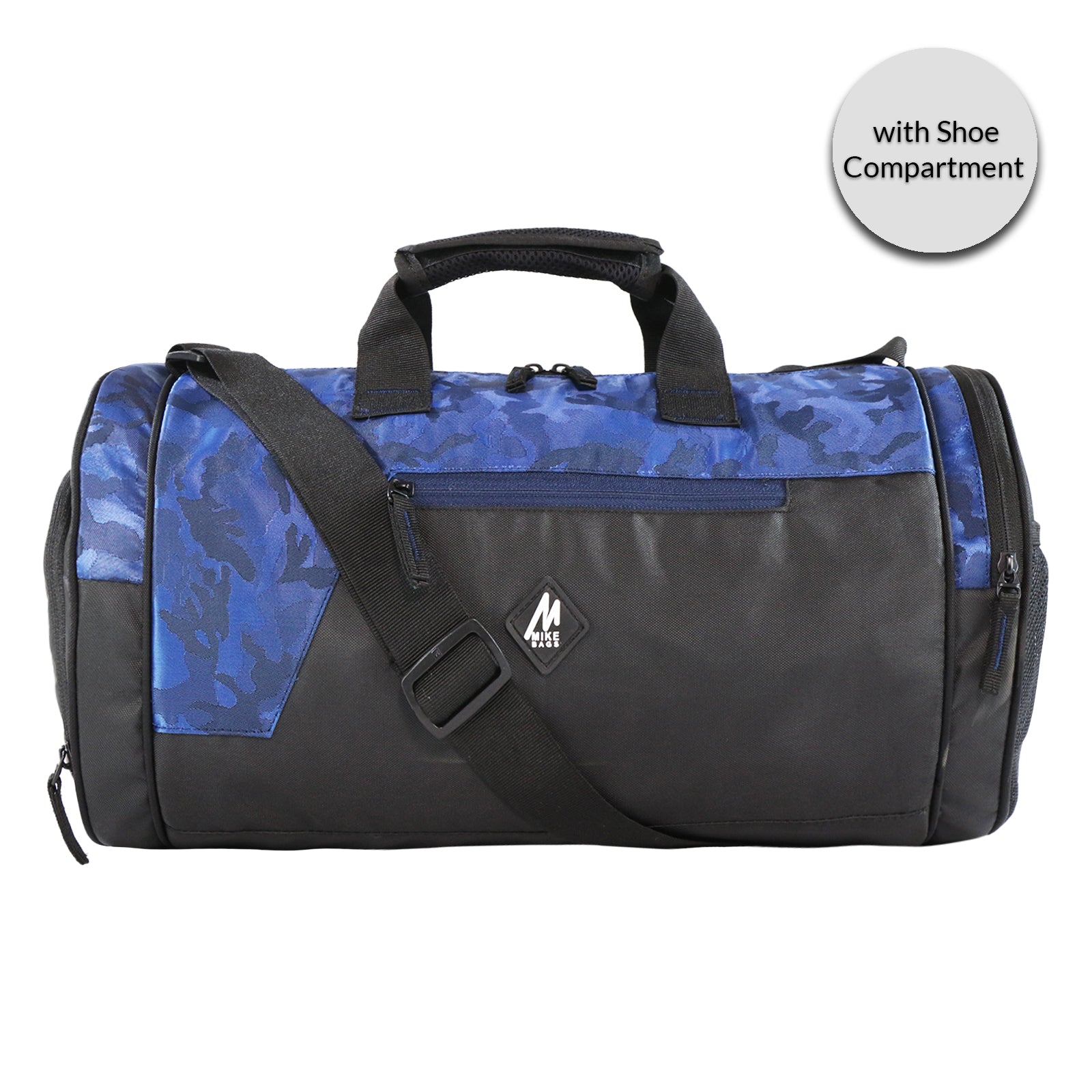 Mike Dual Tone Gym Bag With Shoe Compartment -Camo Blue