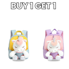 Smily Kiddos Unicorn Plush Backpack Combo – Purple & Yellow | Buy 1 Get 1