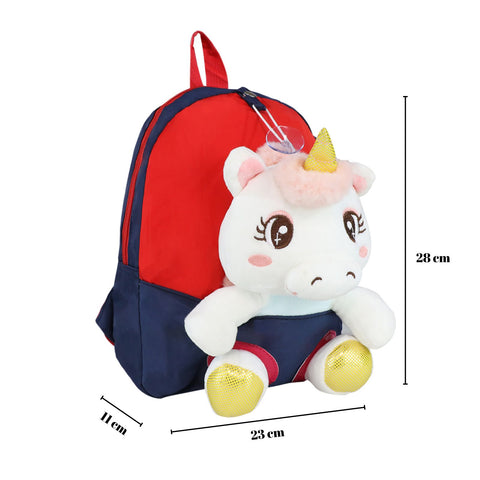 Image of Smily kiddos Unicorn Plush toy Backpack -blue-red