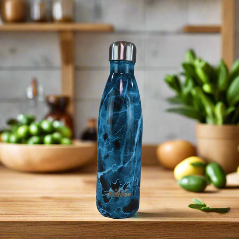 Image of Smily Kiddos 500 ML Stainless Steel Water Bottle -  Marble Print Blue