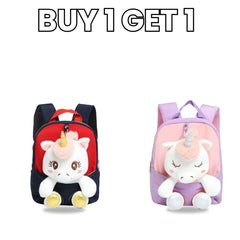 Smily Kiddos Unicorn Plush Backpack Combo – Purple & Red | Buy 1 Get 1