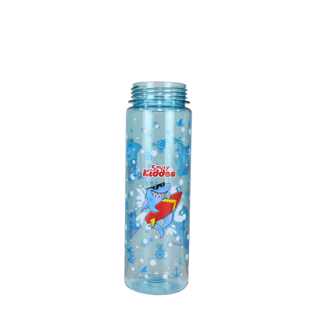 Smily Kiddos Straight Water Bottle With Flip Top Nozzle Shark Theme - Blue & Red