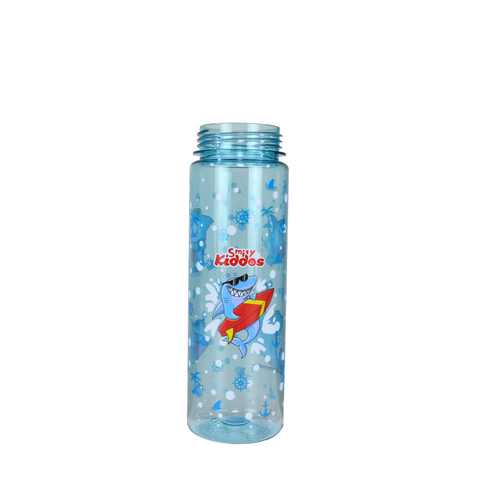 Image of Smily Kiddos Straight Water Bottle With Flip Top Nozzle Shark Theme - Blue & Red