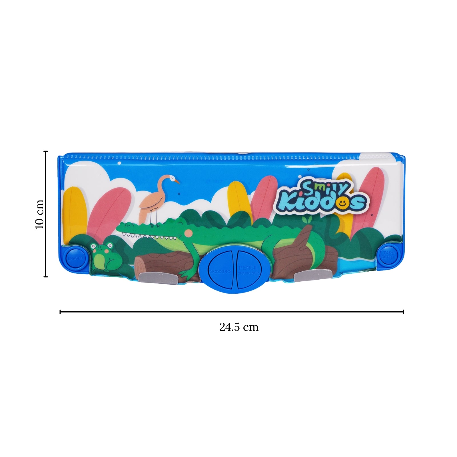 Smily Kiddos Pop-Out Pencil Box for Kids | Crocodile Theme (Light Blue)