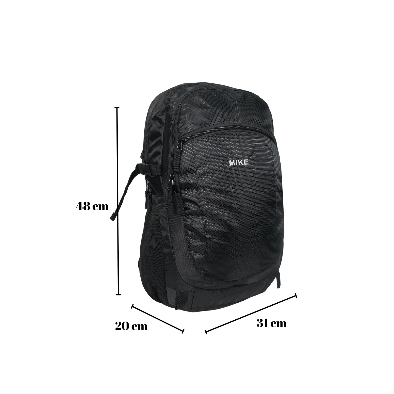 MIKE Terminal Backpack – Black | 30L Backpack with Rain Cover