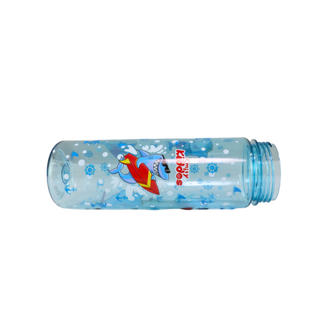 Image of Smily Kiddos Straight Water Bottle With Flip Top Nozzle Shark Theme - Blue & Red