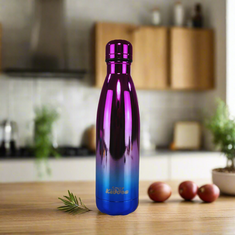 Image of Smily Kiddos 500 ML Stainless Steel Holographic Water Bottle - Glossy Purple