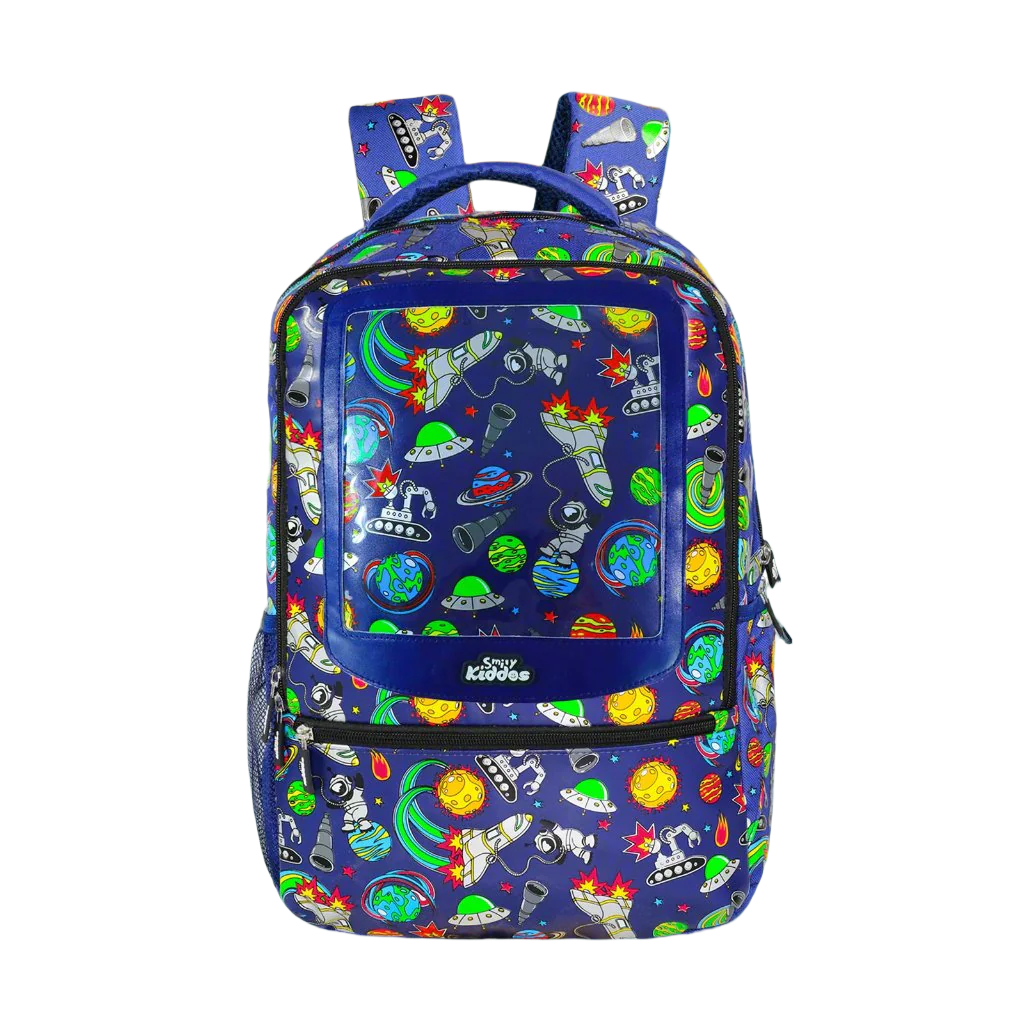 Smily Kiddos 17 inch Backpack Space Theme | Blue