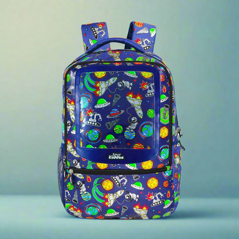 Image of Smily Kiddos 17 inch Backpack Space Theme | Blue
