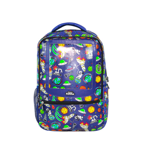 Image of Smily Kiddos 17 inch Backpack Space Theme | Blue
